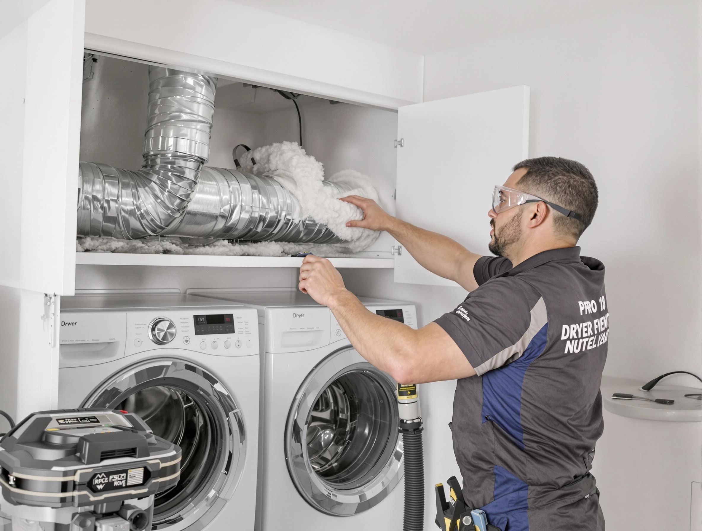 Brook Highland Dryer Vent Cleaning certified technician performing specialized gas dryer vent cleaning in Brook Highland